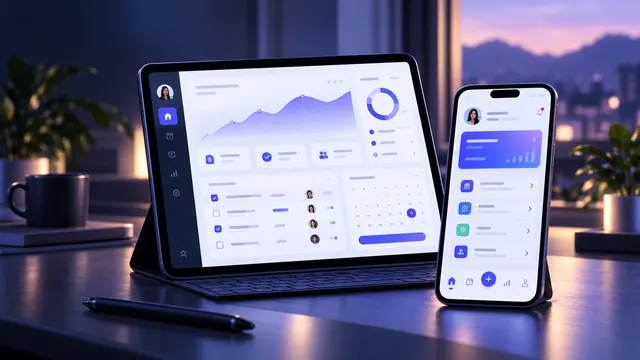 Visual conceptual de una aplicación en teléfono y tablet